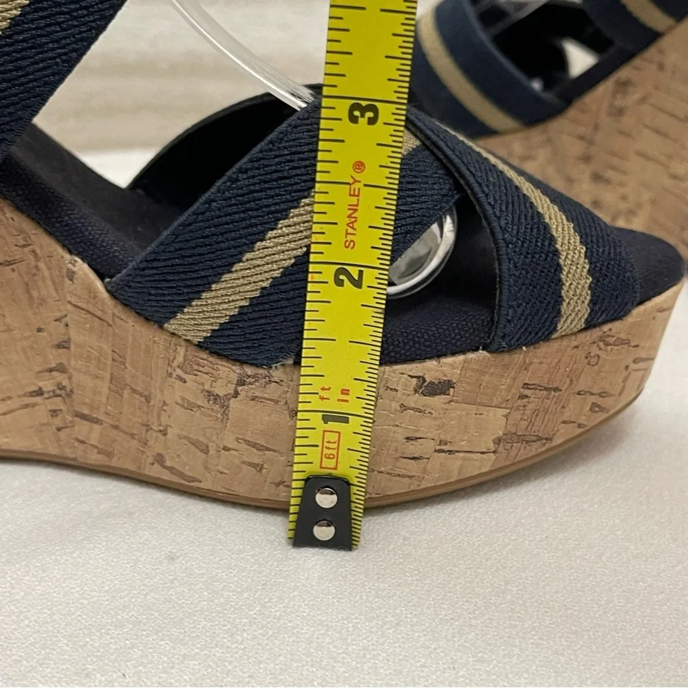 Merona Women's Strappy Blue Fabric Cork Wedge Sandal Open Toe Casual 7.5 - Picture 10 of 13